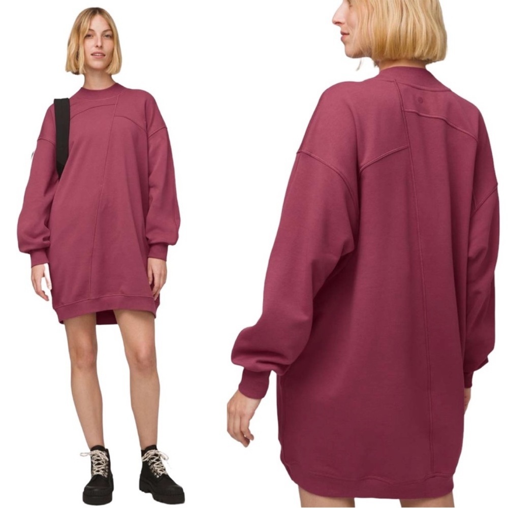 Lululemon - sweatshirt dress, dark mauve, M
